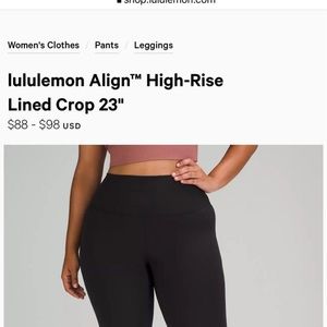 2 PAIRS Lulu lemon leggings align 23” size 6